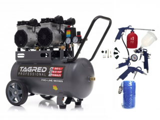 AKČNÍ SET SETTA3385M, Bezolejový kompresor s odlučovačem 50l, 230V, 4 písty, 2x1500W | 10 BAR + příslušenství