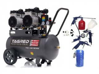 AKČNÍ SET SETTA3386M, Bezolejový kompresor s odlučovačem 50l, 230V, 4 písty, 4000W | 10 BAR + příslušenství