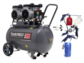AKČNÍ SET SETTA3387M, Bezolejový kompresor s odlučovačem 100l, 230V, 4 písty, 4000W | 10 BAR + příslušenství