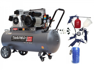 AKČNÍ SET SETTA3390M, Bezolejový kompresor s odlučovačem 100l, 230V, 3 písty, 3500W | 10 BAR + příslušenství