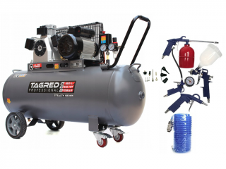 AKČNÍ SET SETTA3392M, Bezolejový kompresor s odlučovačem 150l, 230V, 3 písty, 3500W | 10 BAR + příslušenství