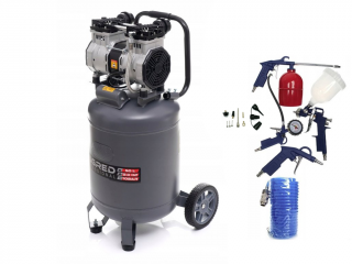 AKČNÍ SET SETTA3396M, Bezolejový vertikální kompresor 50l, 230V, 2 písty, 2000W | 10 BAR + příslušenství