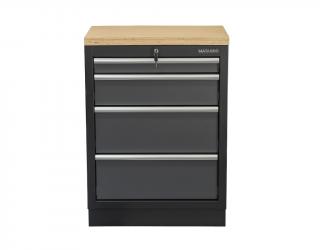 Matabro SET-CA01058, Dílenská skříňka s dřevěnou pracovní deskou | 4 šuplíky | 680x465x950 mm