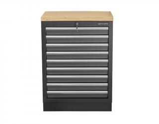 Matabro SET-CA01064, Dílenská skříňka s dřevěnou pracovní deskou | 9 šuplíků | 680x465x950 mm