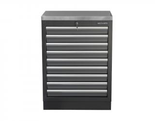 Matabro SET-CA01065, Dílenská skříňka s nerezovou pracovní deskou | 9 šuplíků | 680x465x950 mm