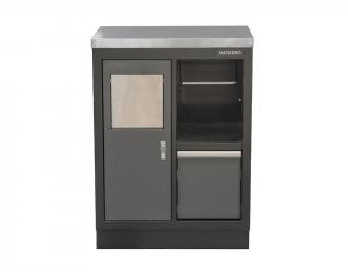 Matabro SET-CA01067, Dílenská skříňka s nerezovou pracovní deskou | na odpadky | 680x465x950 mm