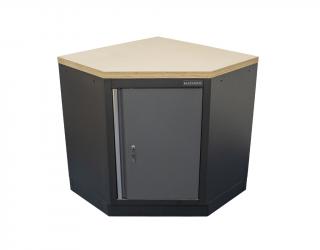 Matabro SET-CA01068, Rohová jednodveřová dílenská skříňka s dřevěnou pracovní deskou | 1 police | 865x865x950 mm