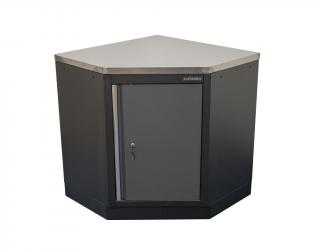 Matabro SET-CA01069, Rohová jednodveřová dílenská skříňka s nerezovou pracovní deskou | 1 police | 865x865x950 mm