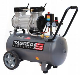 POUŽITO - Tagred TA3388, Bezolejový kompresor s odlučovačem 50l, 230V, 2 písty, 3000W | 10 BAR