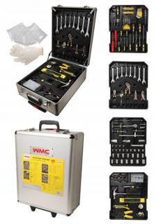 Sada nářadí, klíčů, šroubováků či bitů v kufru se zásuvkami, 1050 ks, WMC 401050
