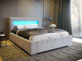 PROXIMA STORE.cz - Manželská čalouněná postel VEGAS - šedá - 160/180 - LED podsvícení Veľkosť postele: Pre matrac 160 x 200 cm
