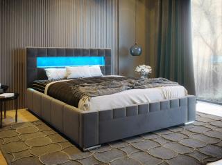 PROXIMA STORE.cz - Manželská čalouněná postel VEGAS - tmavě šedá - 160 - LED podsvícení Veľkosť postele: Pre matrac 160 x 200 cm