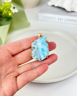 Larimar přívěšek na náhrdelník gold Dom.rep. 18g