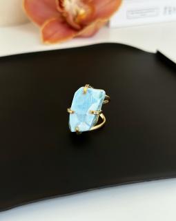 Larimar prsten ellipse gold Dominikánská rep.