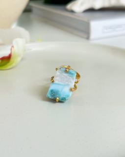 Larimar prsten kruhový gold Dominikánská rep. 14g