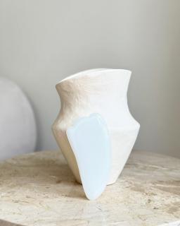 Masážní gua sha velká z jadeitu bílého