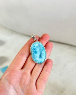 Přívěšek larimar oval 4cm Dom.rep. 16g