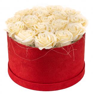 Dárkový box z mýdlových květů - 17 krémových růží