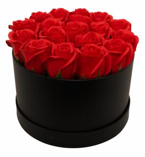 Dárkový box z mýdlových květů - 18 červených růží