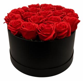 Dárkový box z mýdlových květů - 20 červených růží
