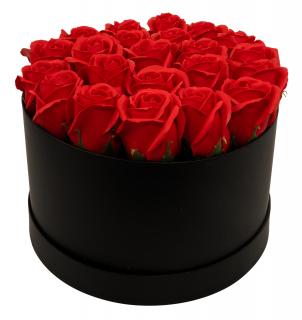Dárkový box z mýdlových květů - 22 červených růží