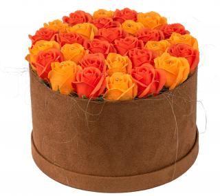 Dárkový box z mýdlových květů - 29 oranžových růží