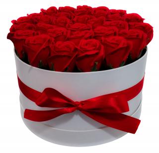 Dárkový box z mýdlových květů - 30 červených růž