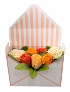 Dárkový box z mýdlových květů - mix 7 růží