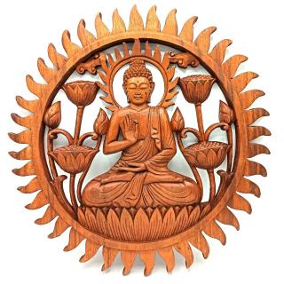 Dekorativní dřevěný panel Buddha lotos 40 cm