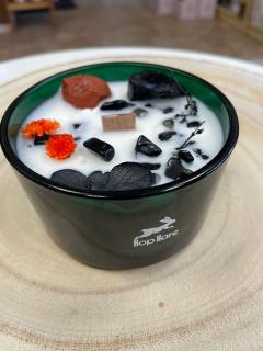 Květinová svíčka s krystaly - Ďábel 175g