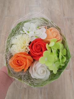 Mýdlová kytice mix 7 květů - 1ks Barva: Oranžová