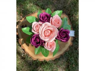 Mýdlové růže v plechové konvičce 1 ks Barva: Růžová