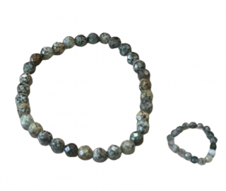Náramek Africký Tyrkys 6 mm + Prstýnek Mechový achát 3 mm