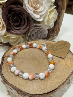 Náramek Bílý jadeit + Láva bílá + Křišťál duhová aura 6 mm