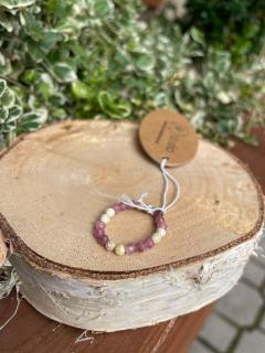 Prstýnek Turmalín Pink + Imperial Yellow Jasper 3 mm