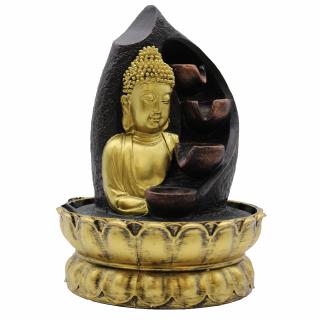 Stolní Fontánka - 30cm - Zlatý Buddha & Tekoucí Misky