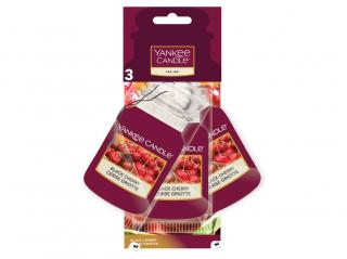 YANKEE CANDLE BLACK CHERRY vůně do auta - sada (3 KS) papírových auto visaček