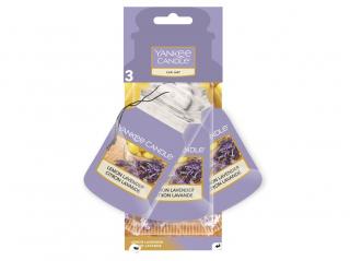 YANKEE CANDLE LEMON LAVENDER VŮNĚ DO AUTA - SADA (3 KS) PAPÍROVÝCH AUTO VISAČEK