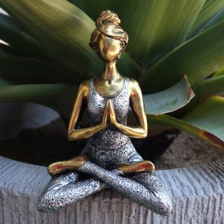 Yoga Lady Figurka - Bronzová & Stříbrná 24cm