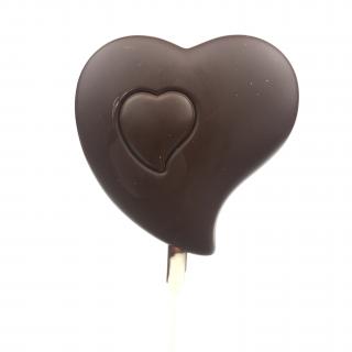 Čokoládové lízátko  Srdce , tmavá mléčná čokoláda 54% bio