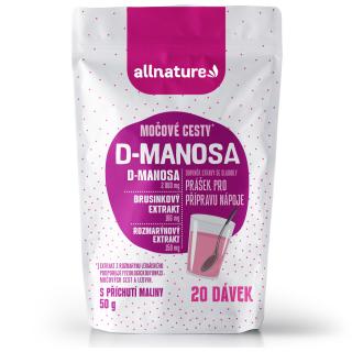 Allnature D-Manosa s brusinkovým extraktem - příchuť malina, 50 g