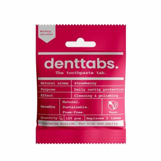 DENTTABS přírodní dětská zubní pasta v tabletách s fluoridem jahoda  125 ks
