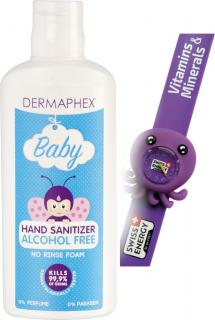 Dermaphex BABY dezinfekce na ruce bezalkoholová pěnová 150 ml + dětské hodinky jako dárek