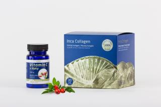 Inca Collagen, 100% čistý kolagen 30 sáčků + Vitamín C 30 tablet