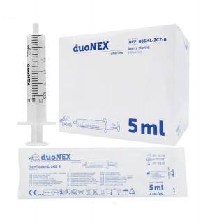Injekční stříkačka duoNEX, 2 dílná, Luer, sterilní, 2ml,3ml,10ml, 100ks Objem: 5 ml