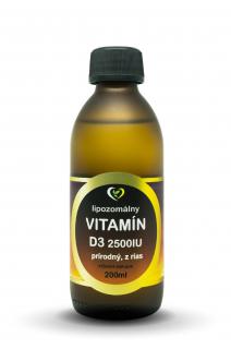 Liposomální Vitamín D3 2500UI z řas, 200ml  + Dárek