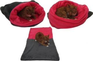 Marysa pelíšek 3v1 pro kočky, šedý/tmavě růžový, velikost XL