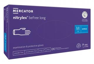 Nitrilové rukavice Mercator NITRYLEX beFree LONG, nepudr., modré,100ks Velikost: M