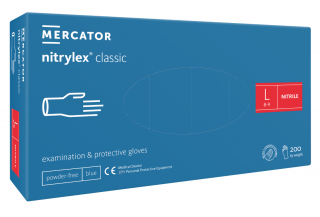 Nitrilové rukavice Mercator NITRYLEX classic, modré, nepudr., 200 ks Velikost: L