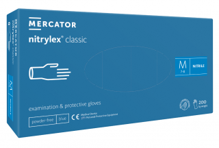 Nitrilové rukavice Mercator NITRYLEX classic, modré, nepudr., 200 ks Velikost: M